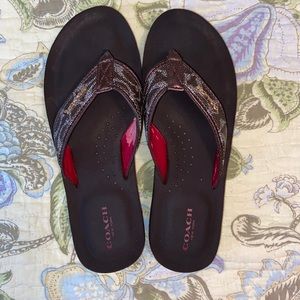 Genuine Coach brown flip flops